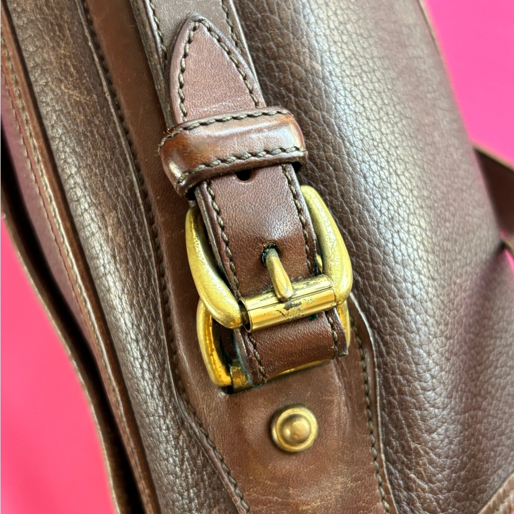 Dooney & Bourke toggle Flap Shoulder Bag AWL Leather USA made Brown Vintage - Picture 8 of 11